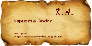 Kapuszta Andor névjegykártya