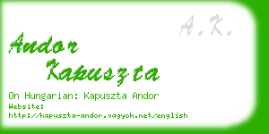 andor kapuszta business card